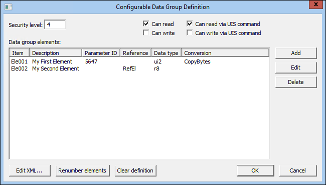 Configurable Data Group Definition
